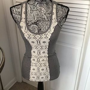 Y2K DEREK HEART STRIPED AND LACE TANK TOP M